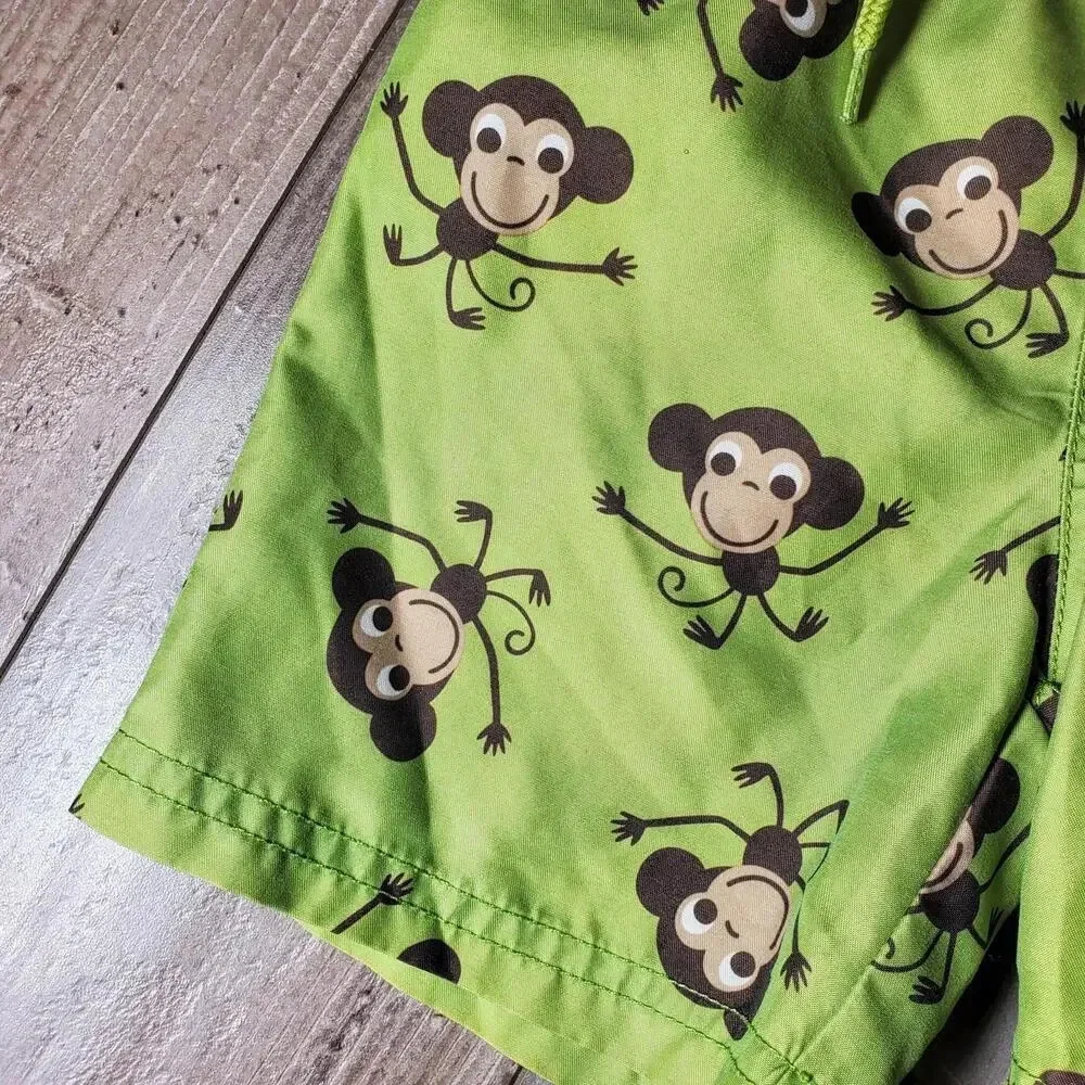 Gymboree Green Monkey Swim Trunks 6-12m EUC